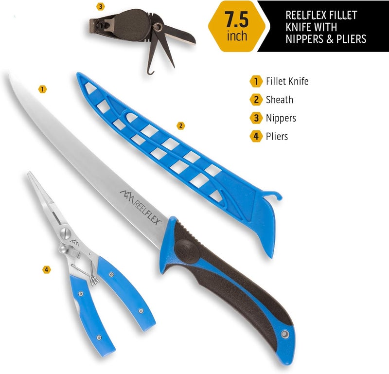 Outdoor Edge ReelFlex Fillet Knife with Sheath, Fishing Filet Knife with Nippers and Pliers, Perfect for Anglers, Gift for Men and Women - Image 2