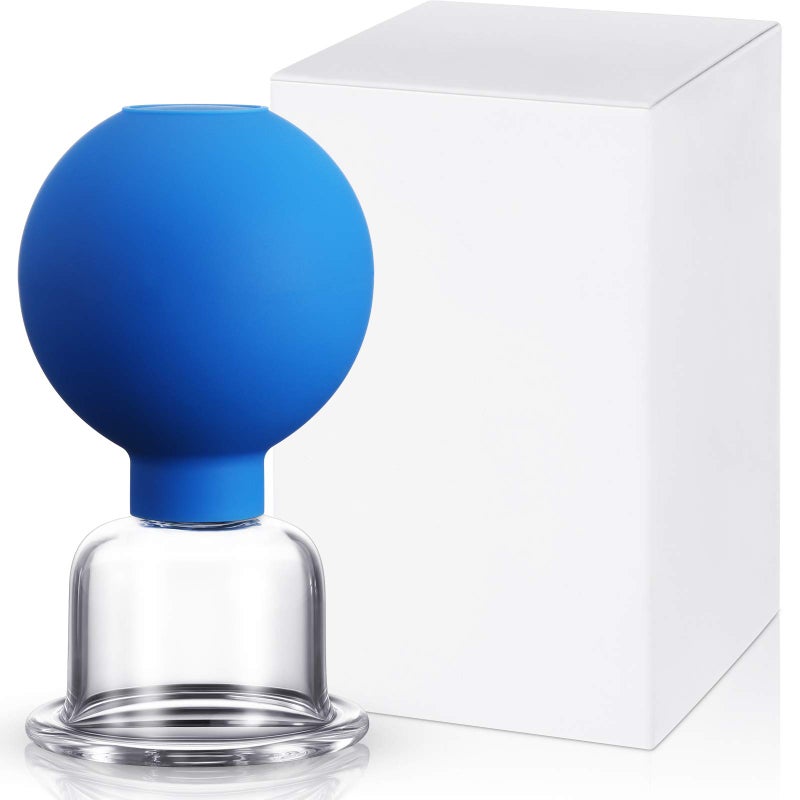 Nuanchu Facial Cupping Cup Glass Face Cup Silicone Cupping Massage Vacuum Suction Mug for Body Face Leg Arm Back Shoulder Muscle and JointBlue15 Inch Diameter - Image 3