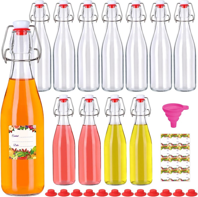 SZUAH 12 oz Swing Top Glass Bottles 12Pack, Reusable Flip Top Glass Bottle for Kombucha, Home Brewing, Beer, Beverage Storage(360ml, Set of 12) - Image 1