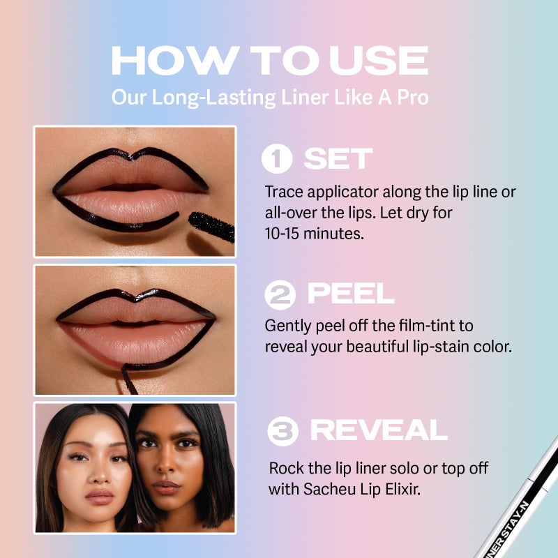 Sacheu Lip Liner STAY-N Peel Off Lip Stain â€” Long Lasting Matte Lip Tattoo Transfer Proof Lipstain Infused with Hyaluronic Acid & Vitamin E for All Skin Types â€” Vegan & Cruelty-Free, MUAH-VE - Image 5