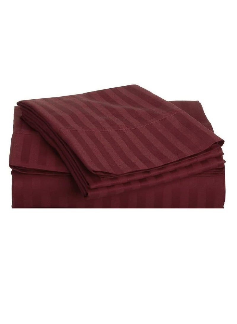 Blueberry King Size Stripe Bed Sheet Set 100% Cotton Premium Quality 200x200+20cm  - Image 1