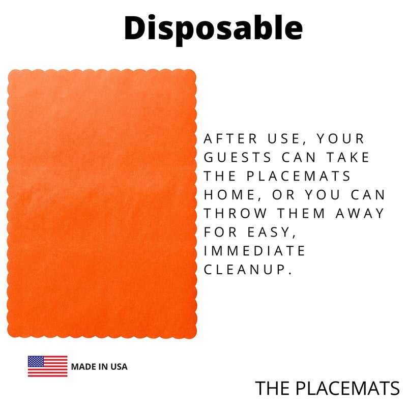 Netko Paper Placemats for Dining Table â€“ Disposable Scalloped Edges Color Table Mats Great for Parties and Christmas Table Decorations 10"x14" (Orange) 50ct - Image 5