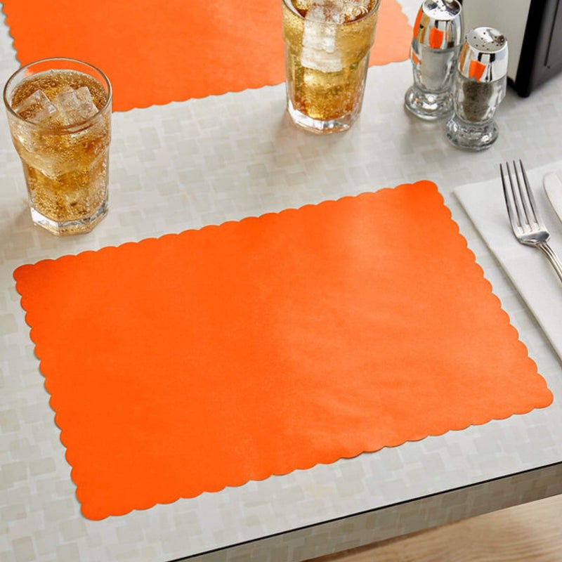 Netko Paper Placemats for Dining Table â€“ Disposable Scalloped Edges Color Table Mats Great for Parties and Christmas Table Decorations 10"x14" (Orange) 50ct - Image 3