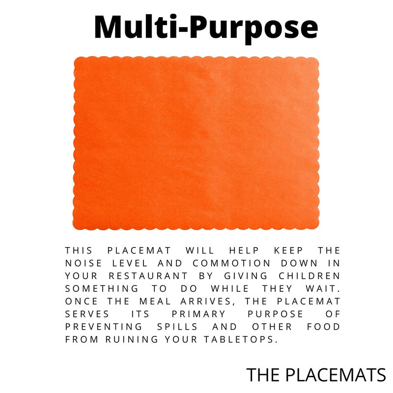 Netko Paper Placemats for Dining Table â€“ Disposable Scalloped Edges Color Table Mats Great for Parties and Christmas Table Decorations 10"x14" (Orange) 50ct - Image 4