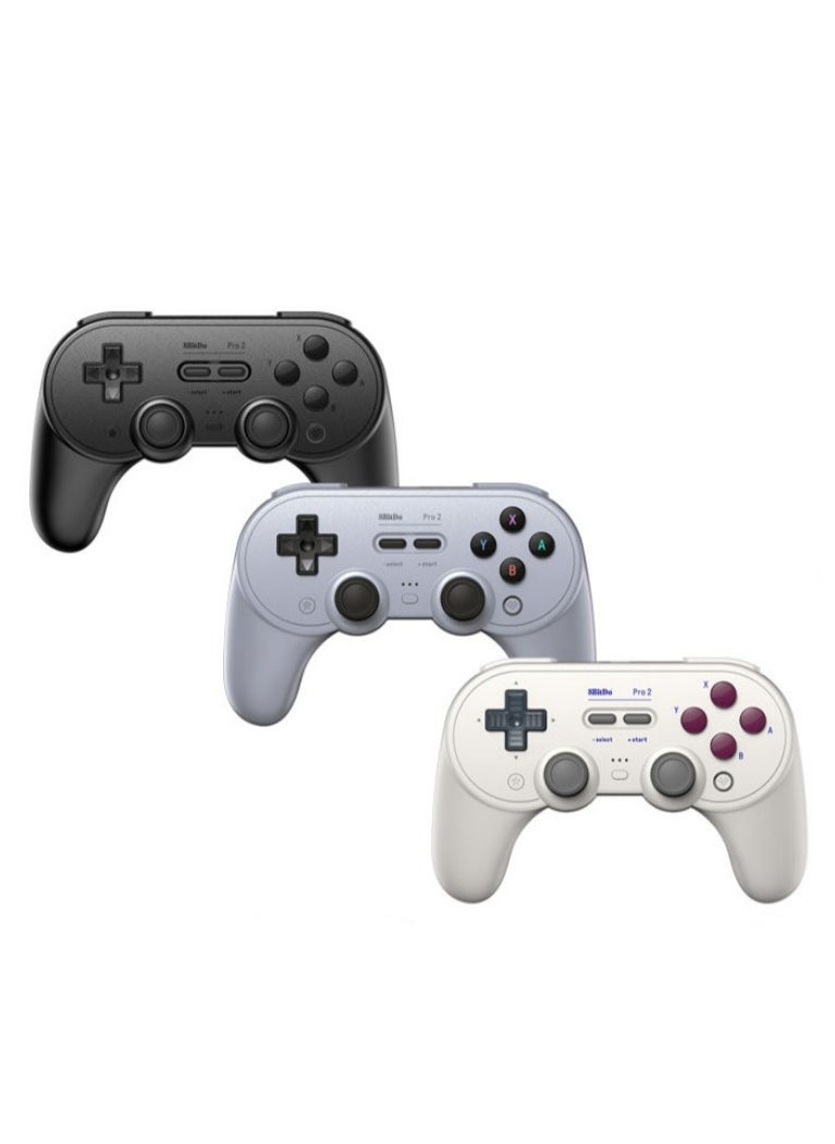 8Bitdo Pro 2 Bluetooth Controller for Switch, Hall Effect Joystick Update, Wireless Gaming Controller for Switch, PC, Android, and Steam Deck & Apple (Grey)