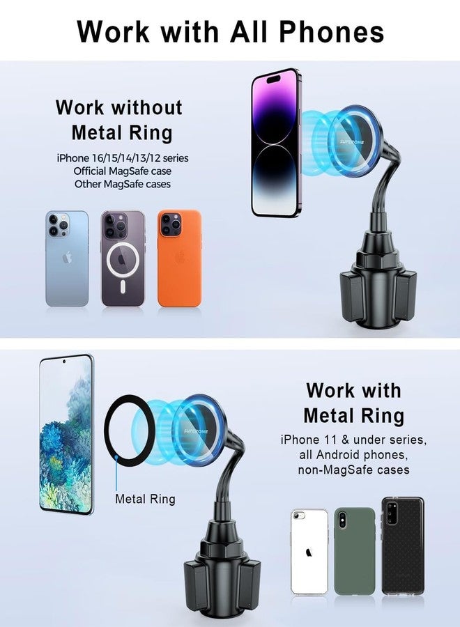 SUPERONE حامل هاتف كوب السيارة SUPERONE مع مغناطيسات مغناطيسية قوية [20 مغناطيسًا] قابل للتعديل مع رقبة مرنة، متوافق مع علبة MagSafe لهواتف iPhone 17 16 15 14 13 12 وجميع الهواتف. - Image 2