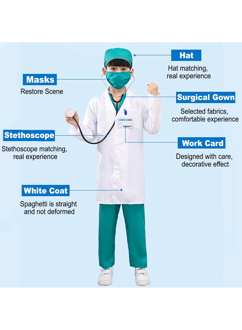 Doctor Costume Kit with Rich Accessories, Doctor-themed Pretend Play Playset, Nurse Uniform Playset with Stethoscope and Other Tools, Suitable for Cosplay, Themed Parties and Family Game  - Image 2