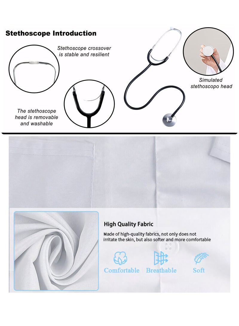 Doctor Costume Kit with Rich Accessories, Doctor-themed Pretend Play Playset, Nurse Uniform Playset with Stethoscope and Other Tools, Suitable for Cosplay, Themed Parties and Family Game  - Image 3