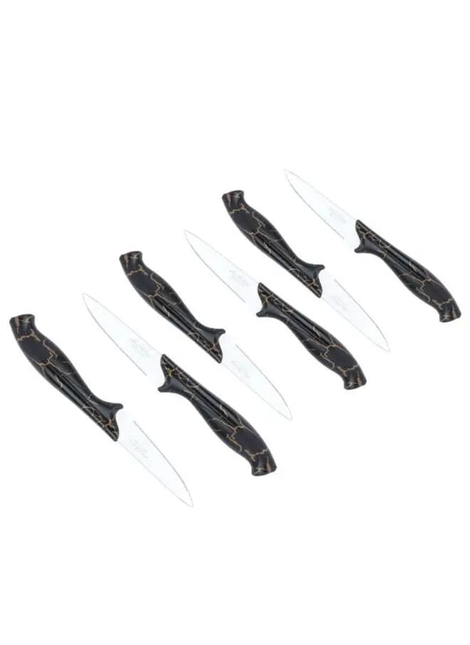 Alsaif Gallery 6 Pieces Black and Gold Marble Plastic Hand Knife Set  - Image 1