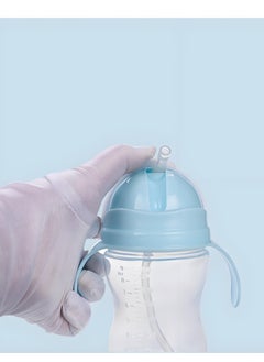 Generic Baby Sippy Cup With Handle Blue/White 260ml  - Image 3
