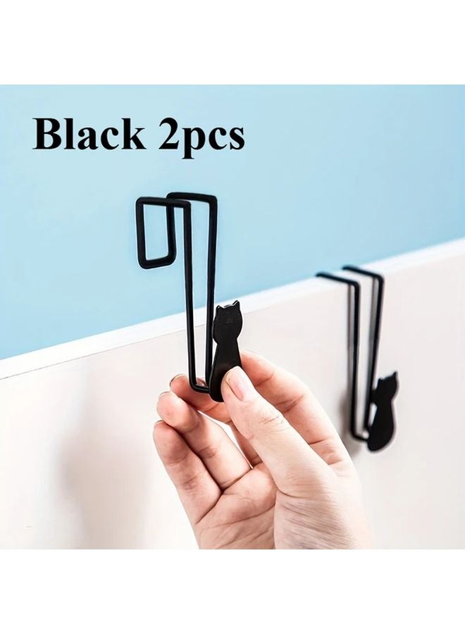 Black Cat Door Hooks 2pcs Heavy Duty Metal Door Hanger For Hats Towels Robes Space Saving Home Storage Organizer - Image 3