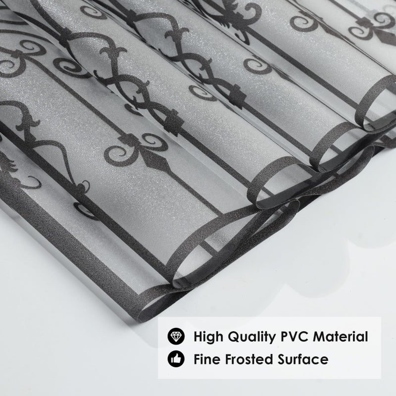 DKTIE Decorative Cast Iron Wrought Fence Silhouette, Two Way Privacy Window Film Day and Night, Creative Horizontal Pattern Design (C595, 78.7 x 17.7 Inch) - Image 3