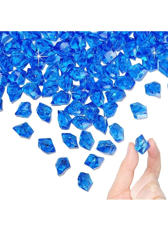 The Bros Acrylic Crushed Ice Rocks, 150 PCS Fake Crystals Plastic Ice Cubes Diamonds Gems for Vase Fillers, Home Decoration, Table Scatter, Event, Wedding, Arts & Crafts (Royal Blue)  - Image 1