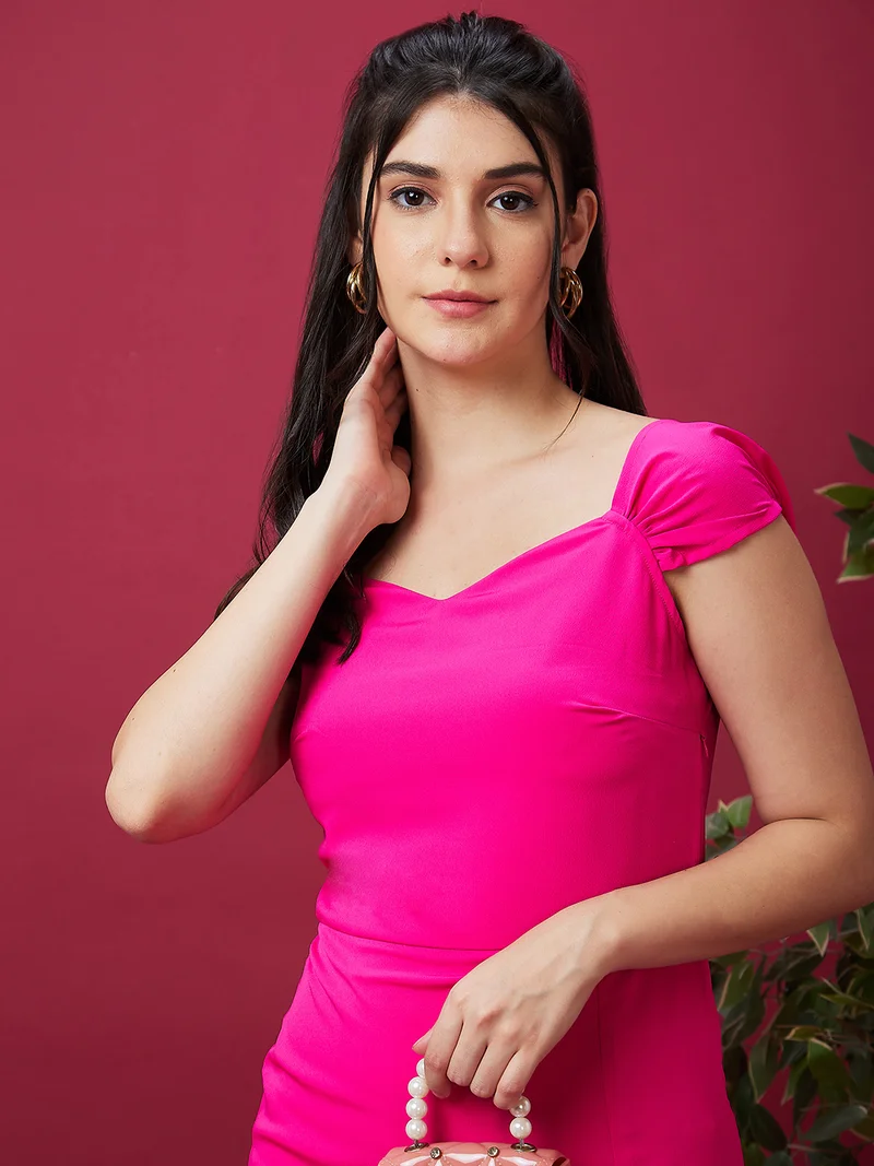 globus Globus Women Sweetheart Neck Smocked Sheath Dress