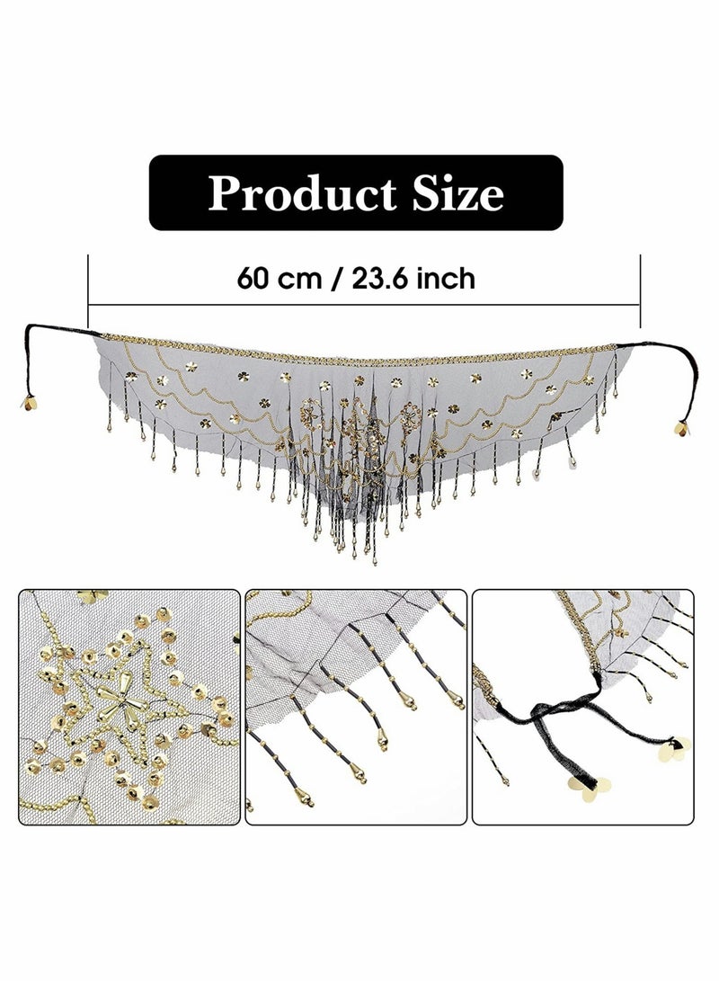 Excefore Women Belly Dance Face Veil, Belly Dance Face Veil Beads Sequins - Image 2