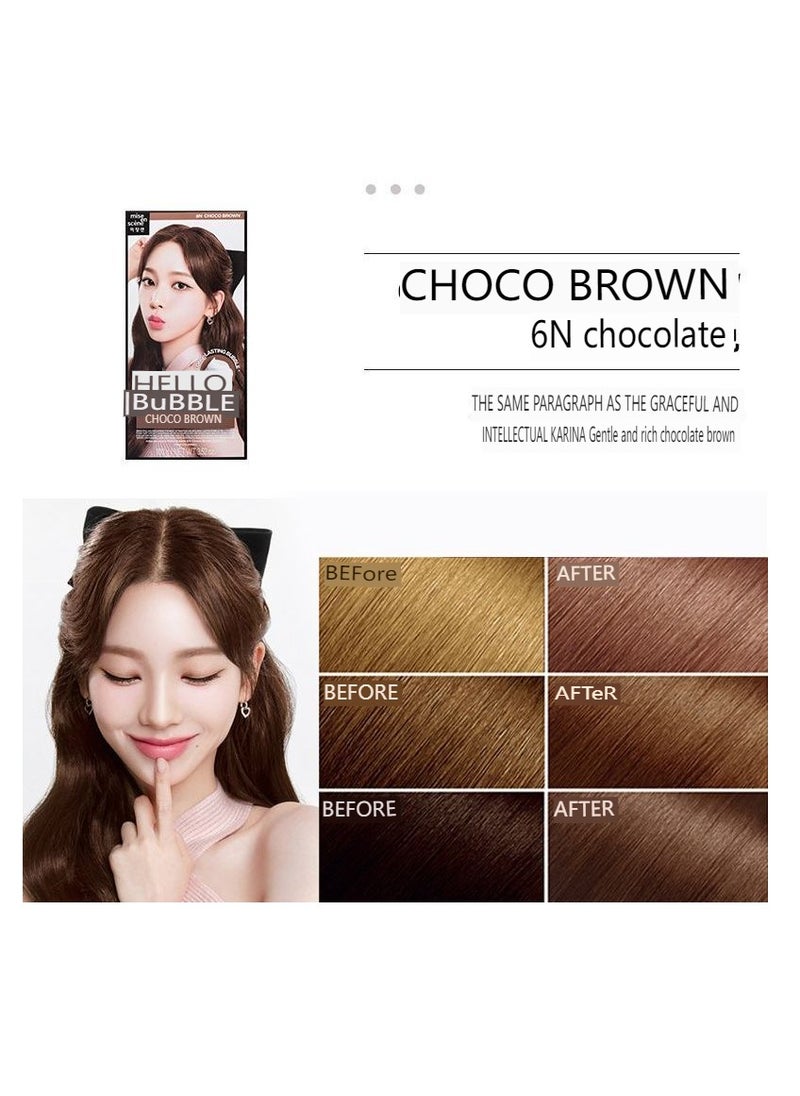 Mise En Scène Mise En Scene Hello Bubble foam hair color, CHOCO BROWN 6N chocolate,- Self Hair Dye Function, All Hair Type  - Image 1