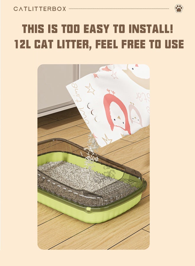 Extra large cat litter box，Semi-Enclosed Sifting Litter Box Cat Litter Box，Large cats, small cats, universal litter boxes, pet supplies，A litter box that can hold 12L of cat litter,Equipped with a cat litter scoop and a cat shaped hollow pedal to prevent sand from coming out of the basin - Image 4