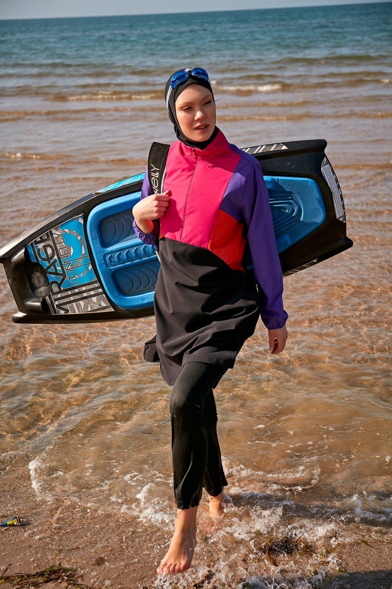 Marina Parachute Black Fully Covered Hijab Swimsuit M2312  - Image 1