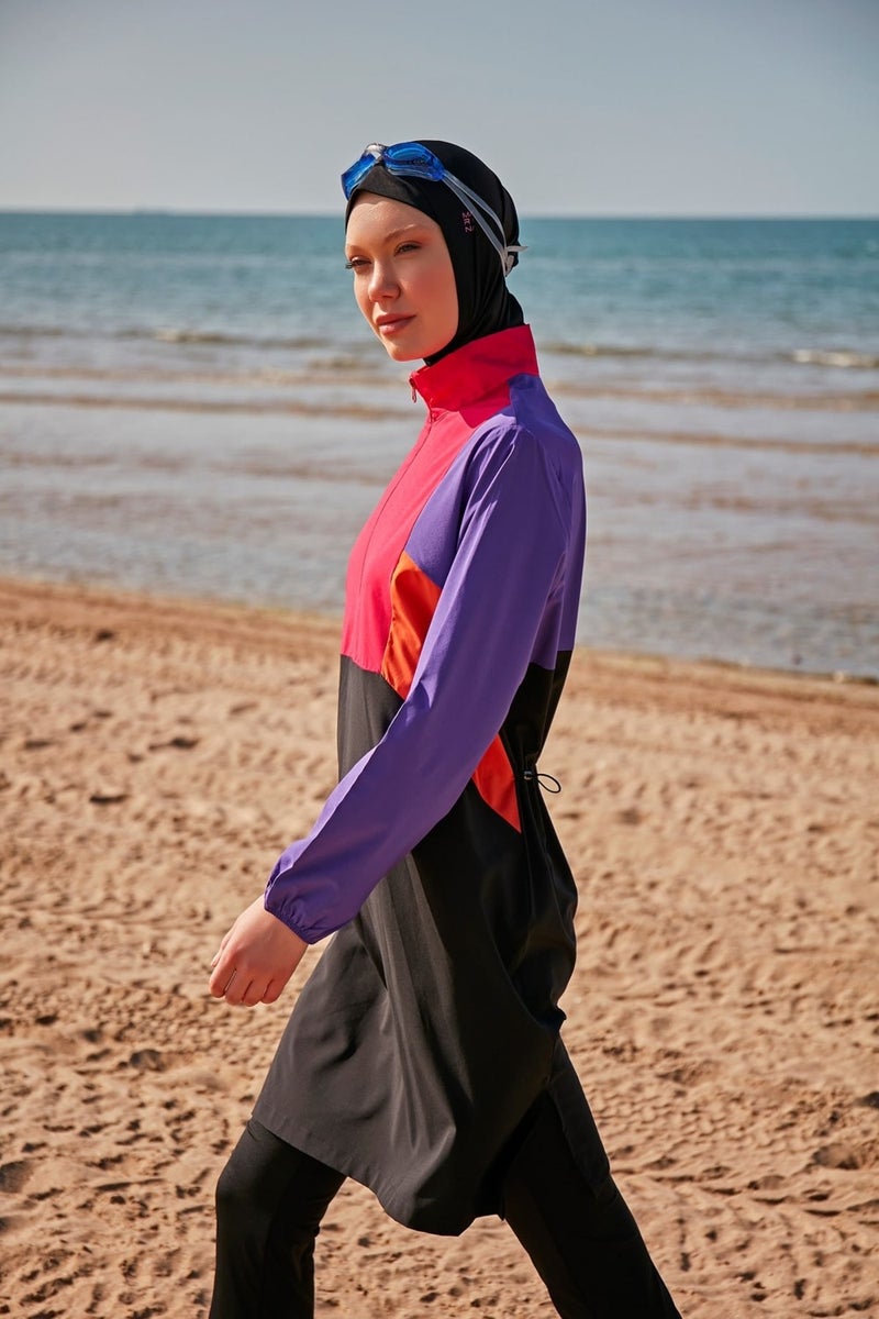 Marina Parachute Black Fully Covered Hijab Swimsuit M2312  - Image 2