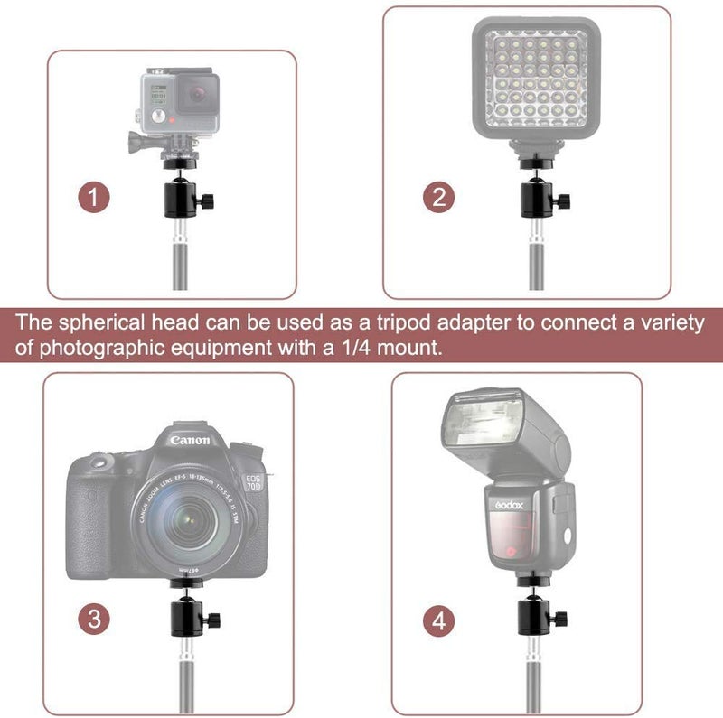 coku 2 in 1 Mobile Tripod Holder Clip with Locking Ball Head Adapter Set for Tripod and Selfie Stick Universal Thread mounting Screw 1/4' 360 Degree Swivel Cell Phone Tripod Mount Set - Image 2