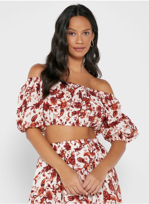 Floral Print Off Shoulder Top