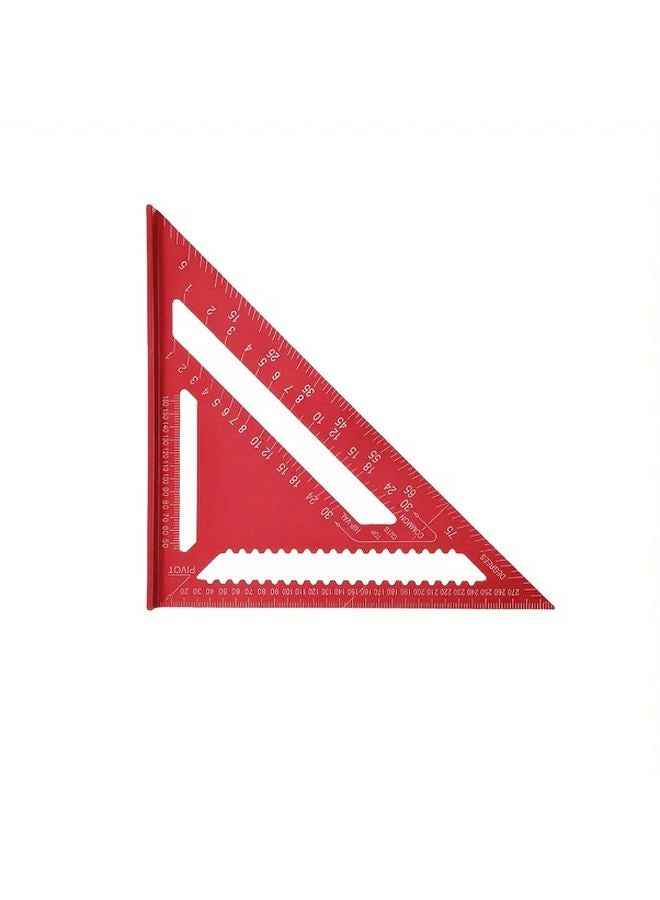 1pc 12 Inch Aluminum Alloy Triangle Ruler Red Dual Scale cm Inch mm Woodworking - Image 1