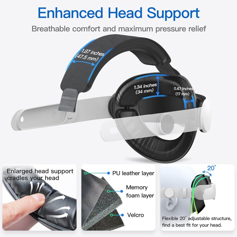DamonLight Head Strap Compatible with Oculus Quest 3 and Quest 4, 2023 Released, Adjustable Comfortable headsets Elite Replacement Strap for Meta Quest 3 - Image 3