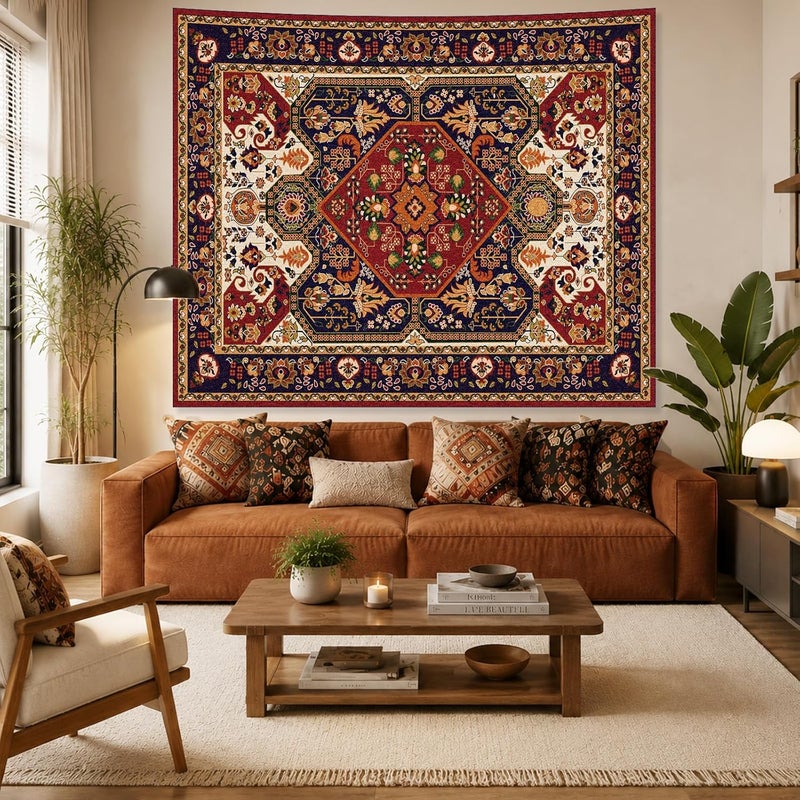 Apdidl Boho Hippie Wall Tapestry for Bedroom Aesthetic, Indian Bohemian Tapestries Art Decor, Vintage Orange Mandala Floral Blanket Cool Vertical Wall Hanging for Living Room Dorm 51" X 60" - Image 4