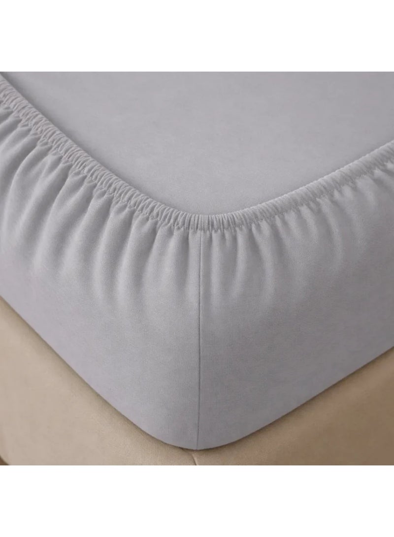 Luxury plain fitted bed sheet set with deep pockets and smooth microfiber pillowcase, well-ventilated and cool - Grey - Image 4
