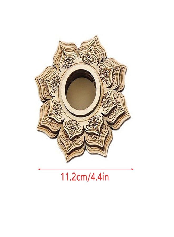 UtySty Wood Crystal Ball Holder Sphere Stand 4'' Wooden Lotus Healing Spheres Display Tray Organizer for Gemstones and Crystals Rock Worry Stones Collection Baoding Balls Natural Healing Stone - Image 2
