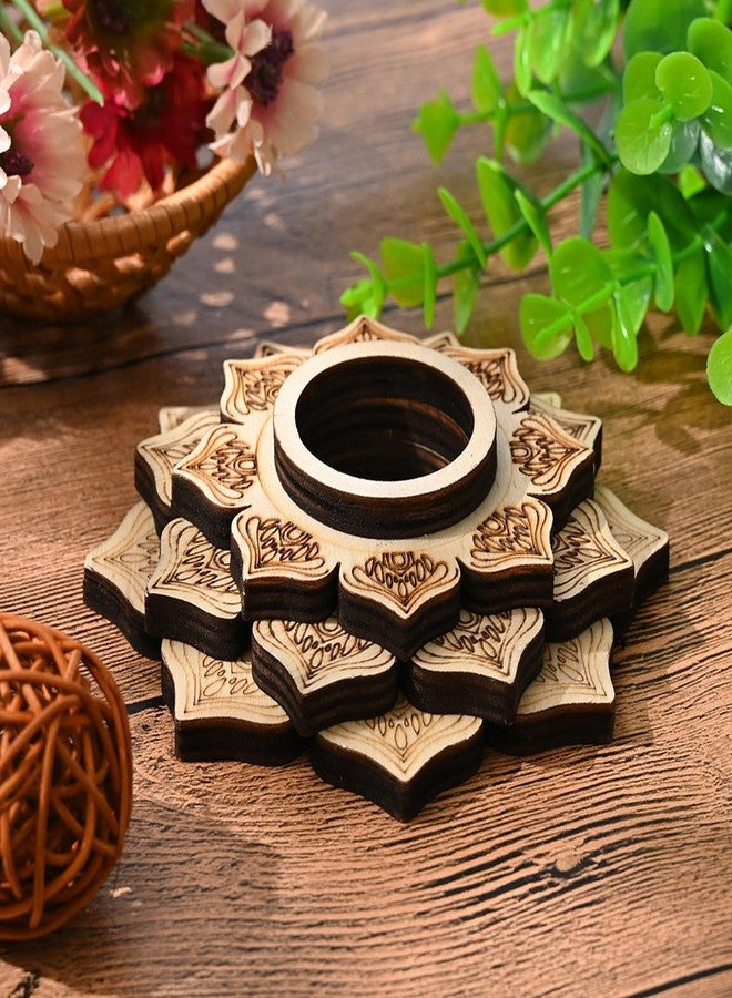 UtySty Wood Crystal Ball Holder Sphere Stand 4'' Wooden Lotus Healing Spheres Display Tray Organizer for Gemstones and Crystals Rock Worry Stones Collection Baoding Balls Natural Healing Stone - Image 5