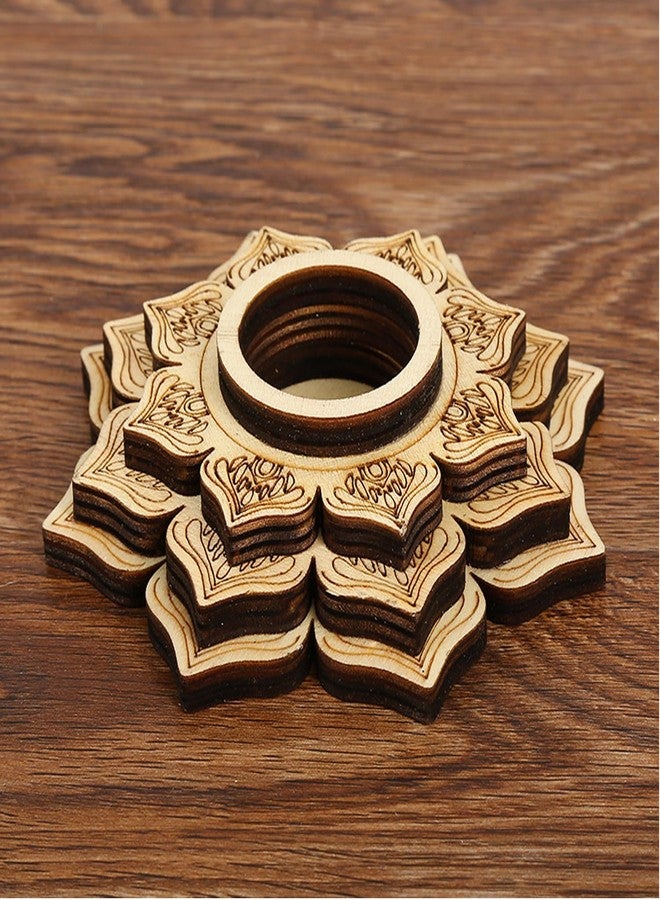 UtySty Wood Crystal Ball Holder Sphere Stand 4'' Wooden Lotus Healing Spheres Display Tray Organizer for Gemstones and Crystals Rock Worry Stones Collection Baoding Balls Natural Healing Stone - Image 4
