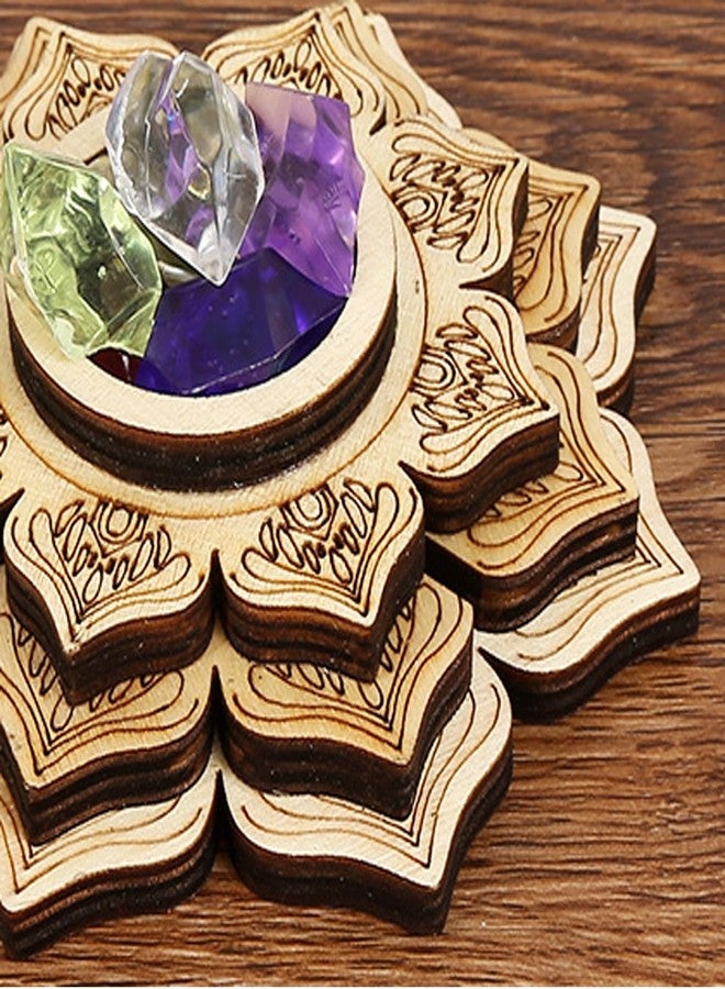 UtySty Wood Crystal Ball Holder Sphere Stand 4'' Wooden Lotus Healing Spheres Display Tray Organizer for Gemstones and Crystals Rock Worry Stones Collection Baoding Balls Natural Healing Stone - Image 3