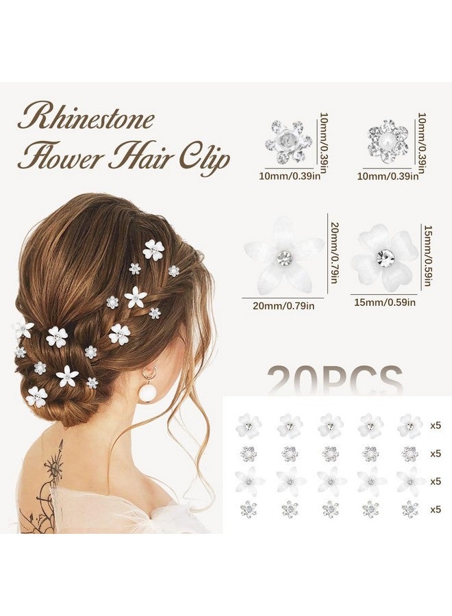 MAYCREATE¬Æ 20Pcs Small Hair Clips for Girls, Wedding Hair Clips for Hair Styling, Flower Hair Clip Barrette, Rhinestone Flower Clips for Women Hair, Princess Bride Hair Braid Charms Bun Accessories - Image 2