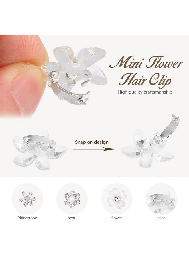 MAYCREATE¬Æ 20Pcs Small Hair Clips for Girls, Wedding Hair Clips for Hair Styling, Flower Hair Clip Barrette, Rhinestone Flower Clips for Women Hair, Princess Bride Hair Braid Charms Bun Accessories - Image 3