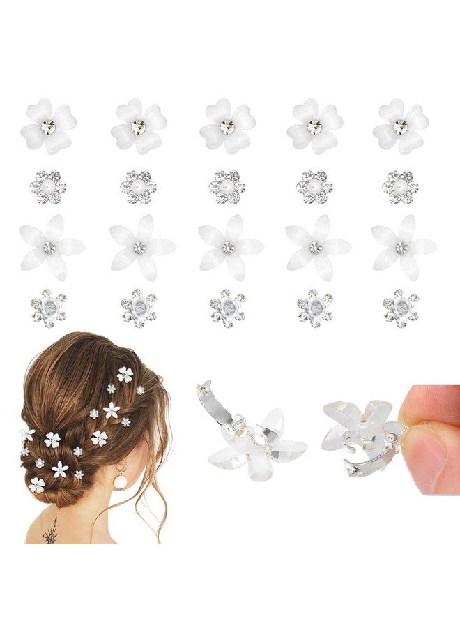 MAYCREATE¬Æ 20Pcs Small Hair Clips for Girls, Wedding Hair Clips for Hair Styling, Flower Hair Clip Barrette, Rhinestone Flower Clips for Women Hair, Princess Bride Hair Braid Charms Bun Accessories - Image 1
