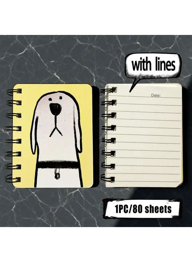 Yellow Mini Spiral Notebook 80 Sheets Lined Durable Paper Portable for School Office - Image 1