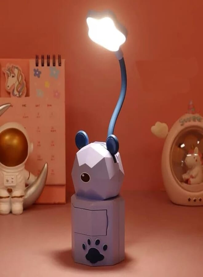 Cute Cartoon Desk Lamp with Storage Box, LED Reading Light (Purple)