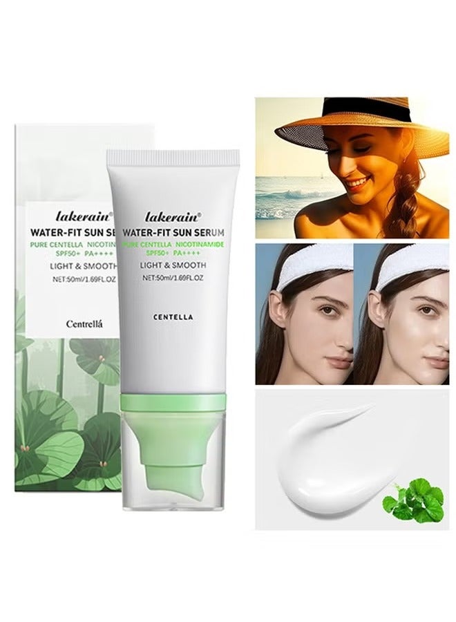 lakerain Water-fit Sun Serum, Niacinamide Moisturizing Face Sunscreen Protection Essence SPF 50+ PA++++, UV Defense, Light & Smooth, for All Skin Type 50ml - Image 1