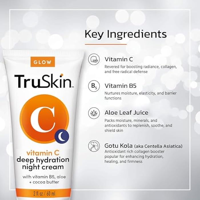 TruSkin Vitamin C Night Cream – Skin’s Natural Collagen Supporting Blend with Cocoa Butter, Vitamin B5, Botanical Essential Oils – Brightening and Hydrating Face & Neck, Firmer-Feeling Skin, 2 fl oz - Image 2
