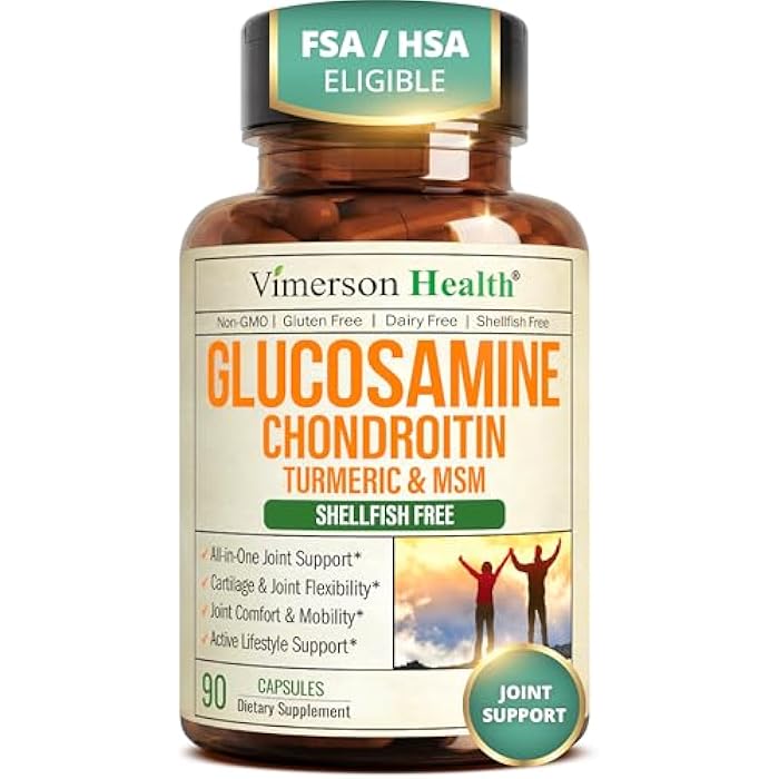 Vimerson Health Glucosamine Chondroitin MSM – Joint Support Supplement for Women and Men with Glucosamine Sulfate 1500 mg, Chondroitin and MSM – for Cartilage, Joint Health and Flexibility – 90 Capsules - Image 1