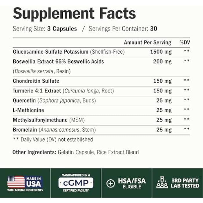 Vimerson Health Glucosamine Chondroitin MSM – Joint Support Supplement for Women and Men with Glucosamine Sulfate 1500 mg, Chondroitin and MSM – for Cartilage, Joint Health and Flexibility – 90 Capsules - Image 2