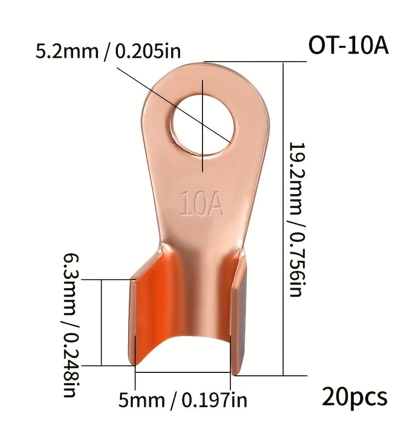20 Pcs OT 150A Copper Wiring Terminals Round Wire Lug Clip Connector - Image 2