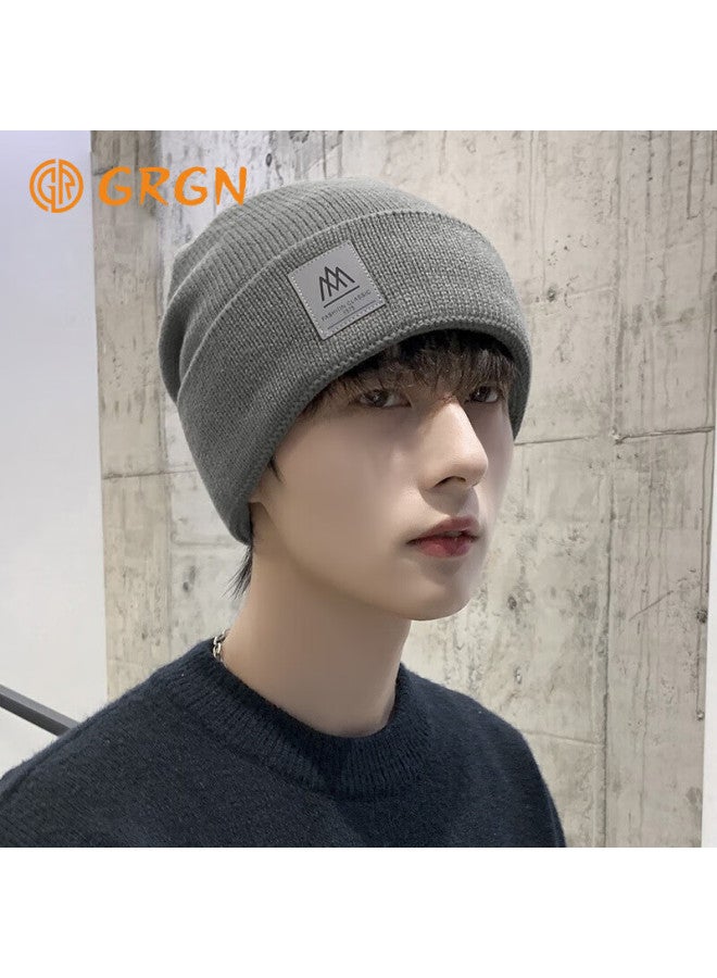 Grgn Men's Winter Hat, Windproof And Warm Knitted Beanie, Trendy Versatile Cotton Cap, Cycling Fleece-lined Balaclava, Cold Weather Headgear - Image 1