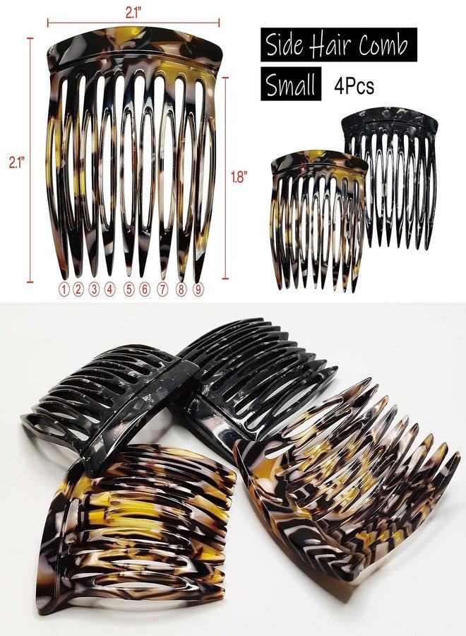 HYFEEL Hair Side Combs - Small French Side Hair Comb Clips for Women Decorative French Twist Hair Styling Accessories -4 Pcs (Black, Brown Onyx) - Image 3