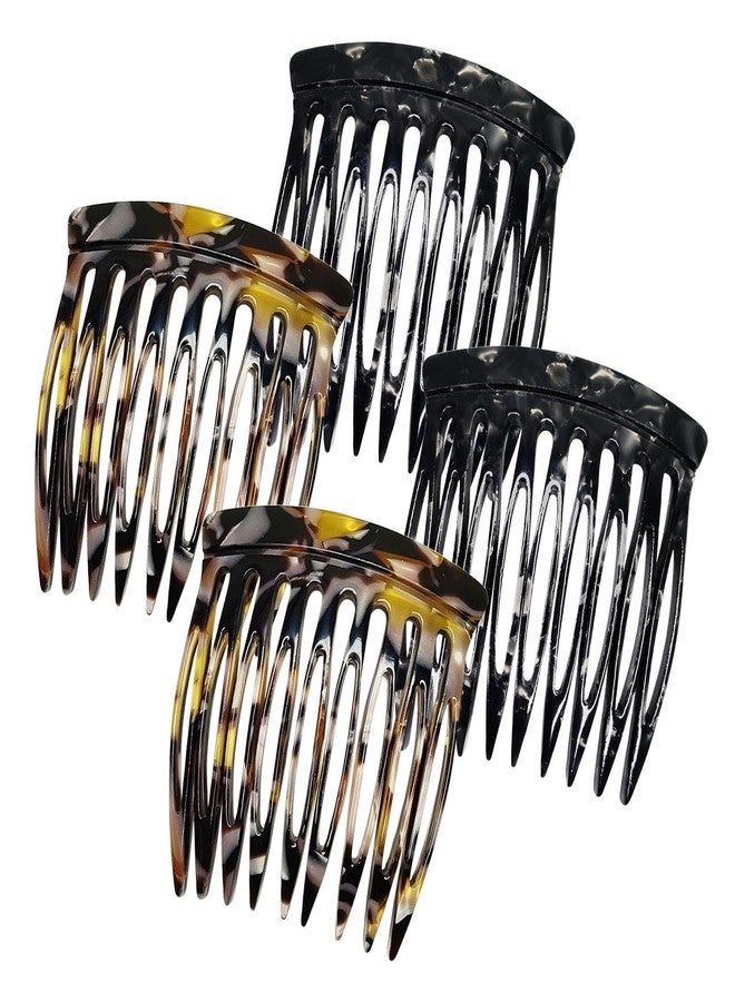 HYFEEL Hair Side Combs - Small French Side Hair Comb Clips for Women Decorative French Twist Hair Styling Accessories -4 Pcs (Black, Brown Onyx) - Image 1