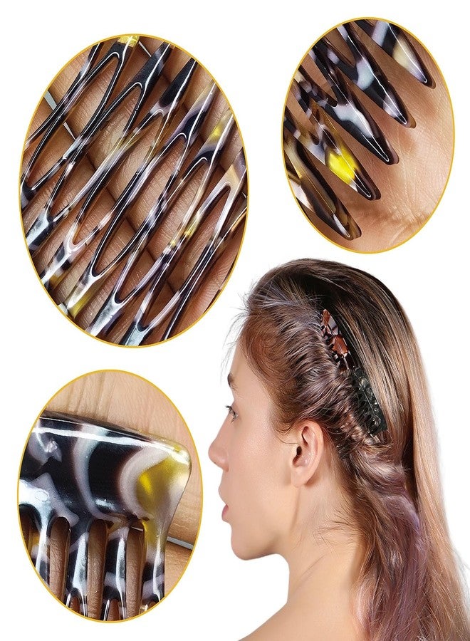 HYFEEL Hair Side Combs - Small French Side Hair Comb Clips for Women Decorative French Twist Hair Styling Accessories -4 Pcs (Black, Brown Onyx) - Image 4