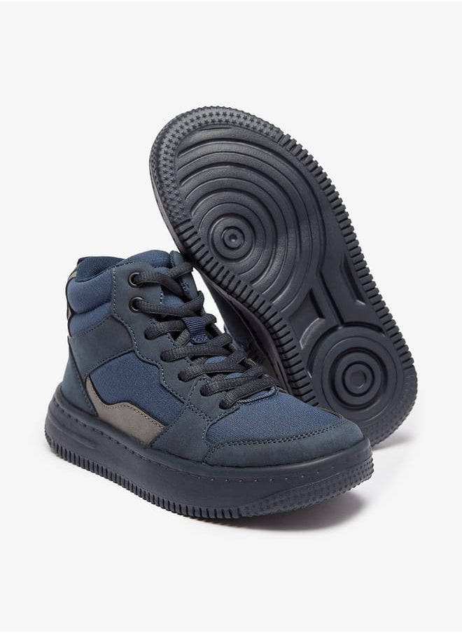 Boys Panelled High Top Sneakers with Zip Closure