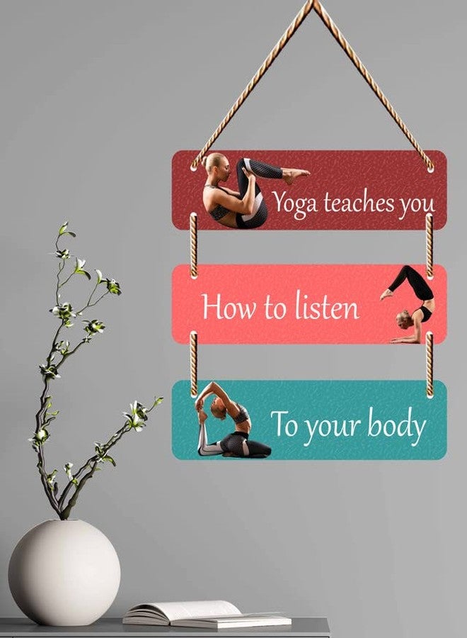 SAF Wall Hanging-Yoga TeachesTou,How To Listen,To Your Body Wall Art MDF Wooden Wall Hanger for Living Room | Bedroom | Office | Gift | Wall Hanging For Home Decoration | Canvas Painting WH-093 - Image 1