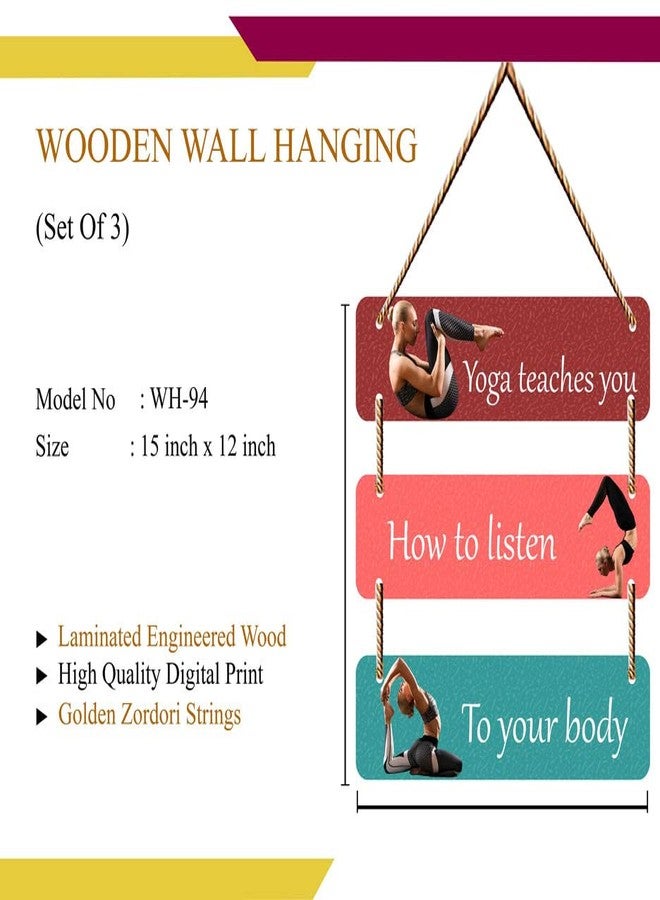 SAF Wall Hanging-Yoga TeachesTou,How To Listen,To Your Body Wall Art MDF Wooden Wall Hanger for Living Room | Bedroom | Office | Gift | Wall Hanging For Home Decoration | Canvas Painting WH-093 - Image 2